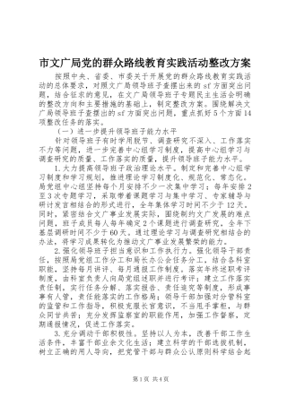 市文广局党的群众路线教育实践活动整改方案