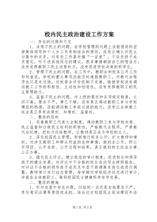 校内民主政治建设工作方案