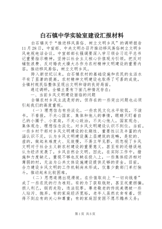 白石镇中学实验室建设汇报材料 