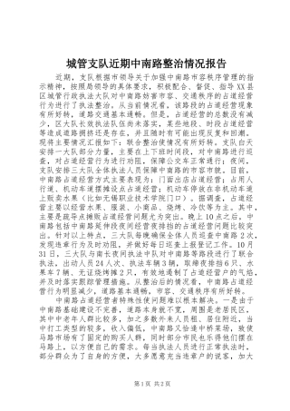 城管支队近期中南路整治情况报告 