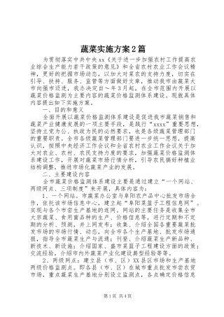 蔬菜实施方案2篇