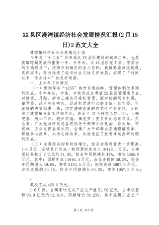 XX县区漫湾镇经济社会发展情况汇报(2月15日)2范文大全 (5)