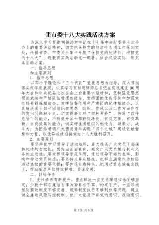 团市委十八大实践活动方案