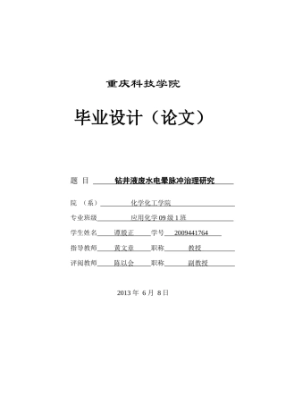高压脉冲电晕放电等离子体处理钻井液废水技术