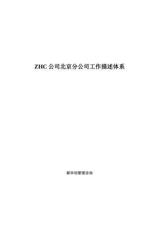 北京某某分公司岗位描述体系