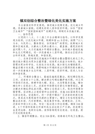 镇双创综合整治暨绿化美化实施方案