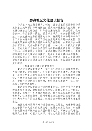 碧海社区文化建设报告 