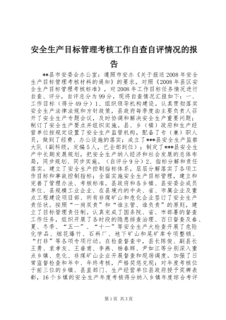 安全生产目标管理考核工作自查自评情况的报告 