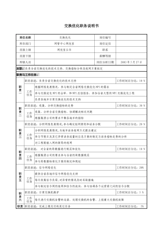 材料行业-网管中心网优室-交换优化岗位说明书
