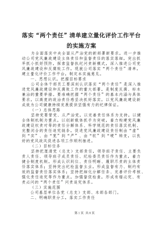 落实“两个责任”清单建立量化评价工作平台的实施方案