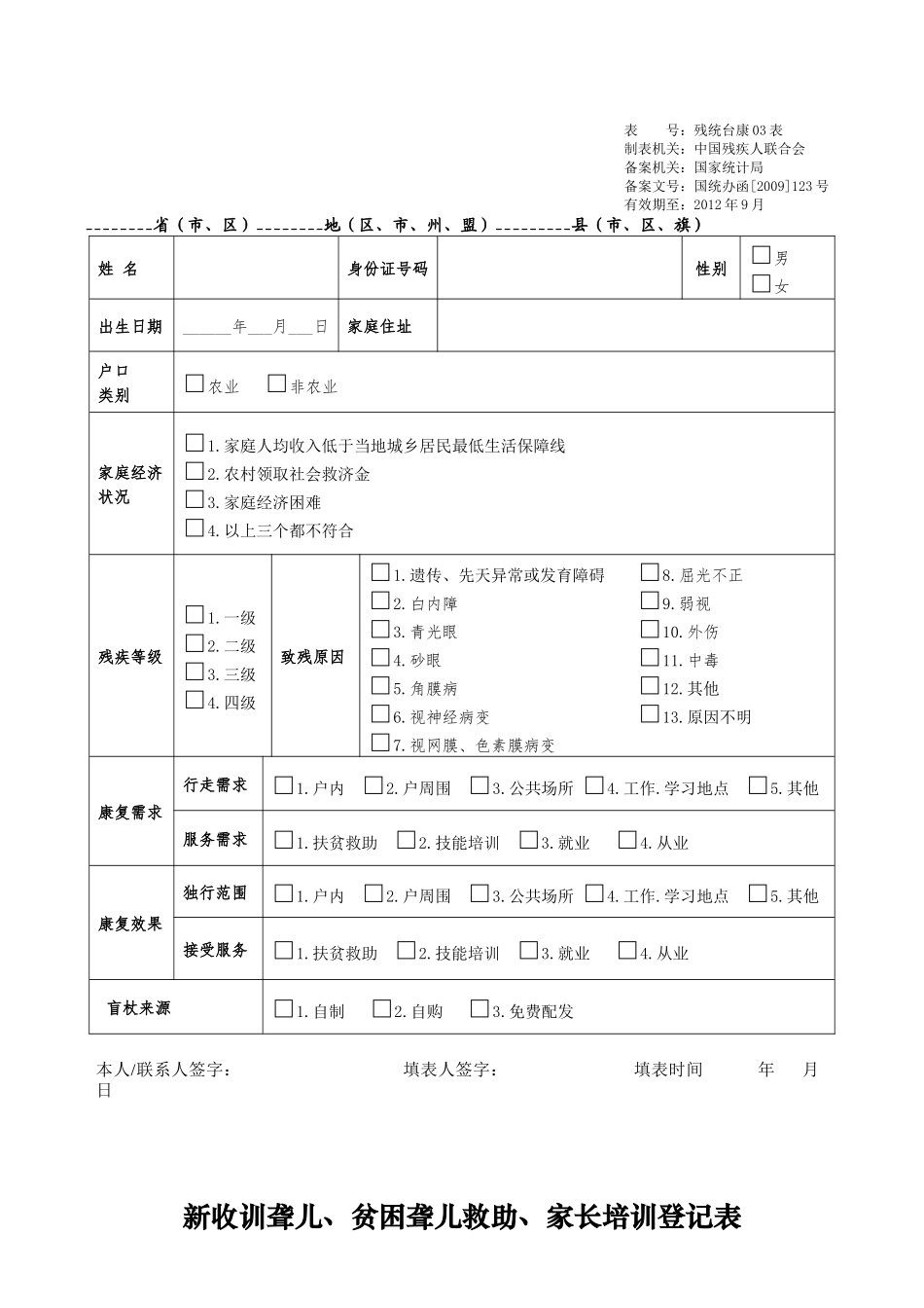 “十二五”残疾人事业统计台账卡片表_第3页