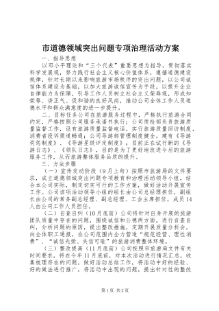 市道德领域突出问题专项治理活动方案