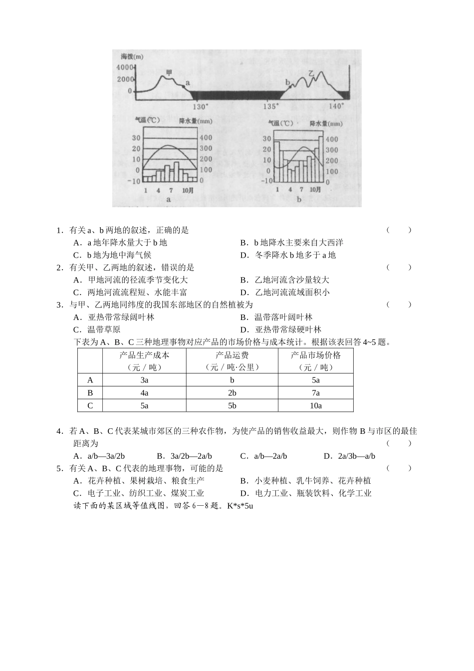 高考文科综合能力试题( 页)_第2页