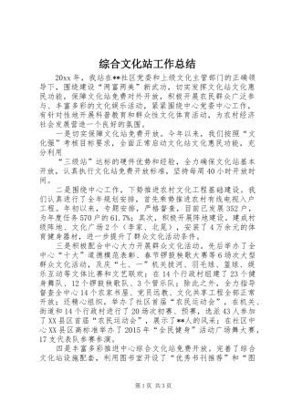综合文化站工作总结