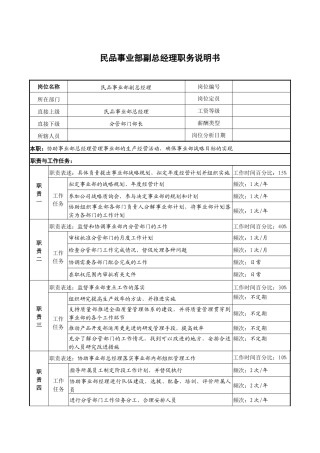 民品事业部副总经理职务说明书