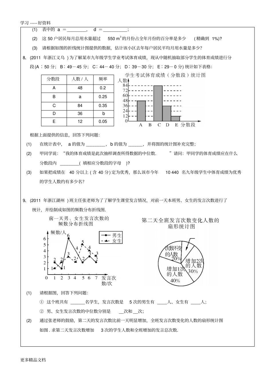 初三数学统计与概率练习题汇编_第2页