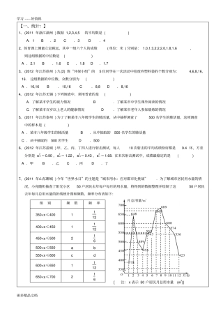 初三数学统计与概率练习题汇编