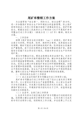 尾矿库整顿工作方案