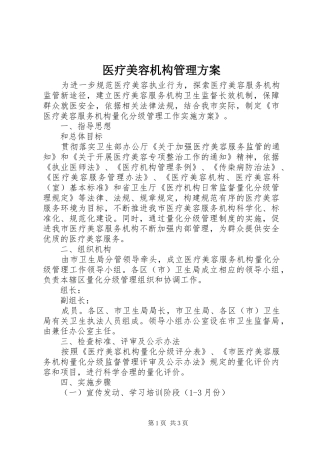 医疗美容机构管理方案