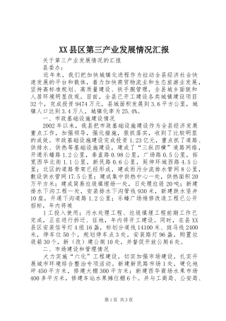 XX县区第三产业发展情况汇报 