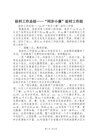 驻村工作总结——“同步小康”驻村工作组