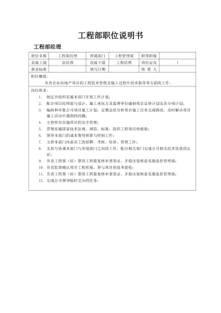 工程部职位说明书