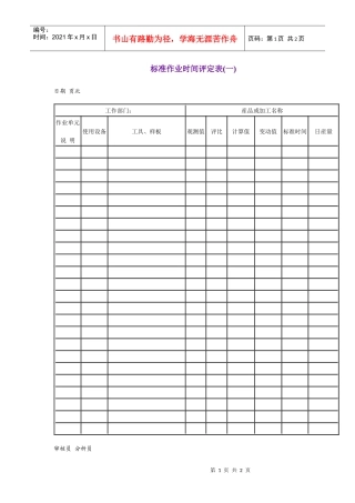 标准作业时间评定表