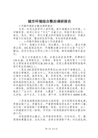 城市环境综合整治调研报告 