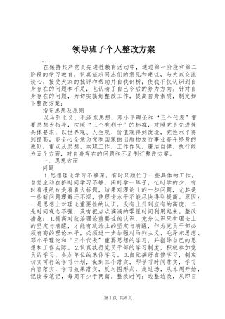 领导班子个人整改方案