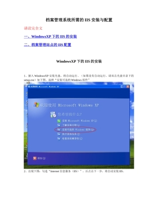 档案管理系统所需的IIS安装与配置