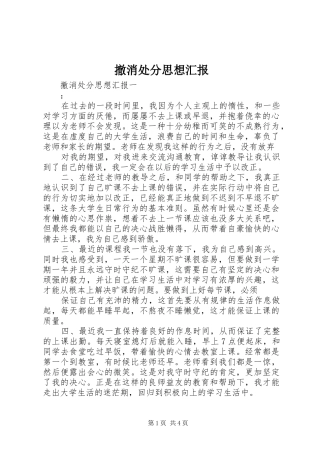 撤消处分思想汇报 