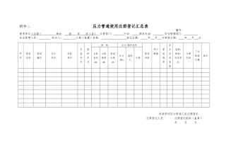 附件二压力管道使用注册登记汇总表