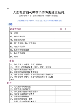 大型社会福利机构消防防护计画范例