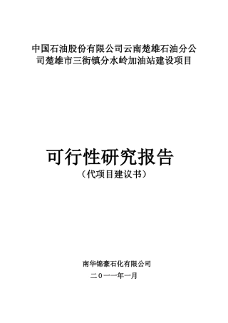 某镇分水岭加油站建设项目可行性研究报告