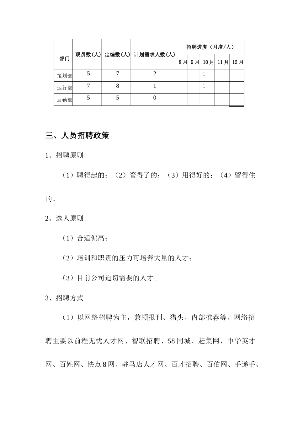 爱在四季婚庆公司招聘计划书（8页）_第3页