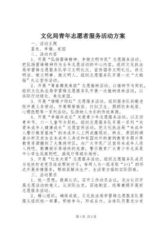 文化局青年志愿者服务活动方案