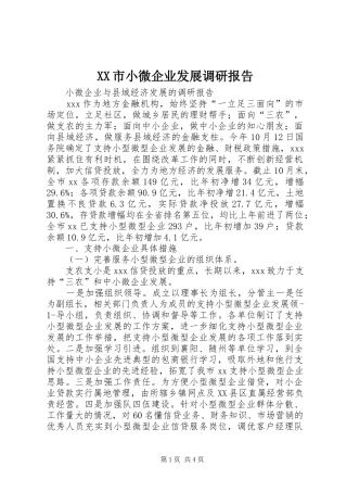 XX市小微企业发展调研报告 