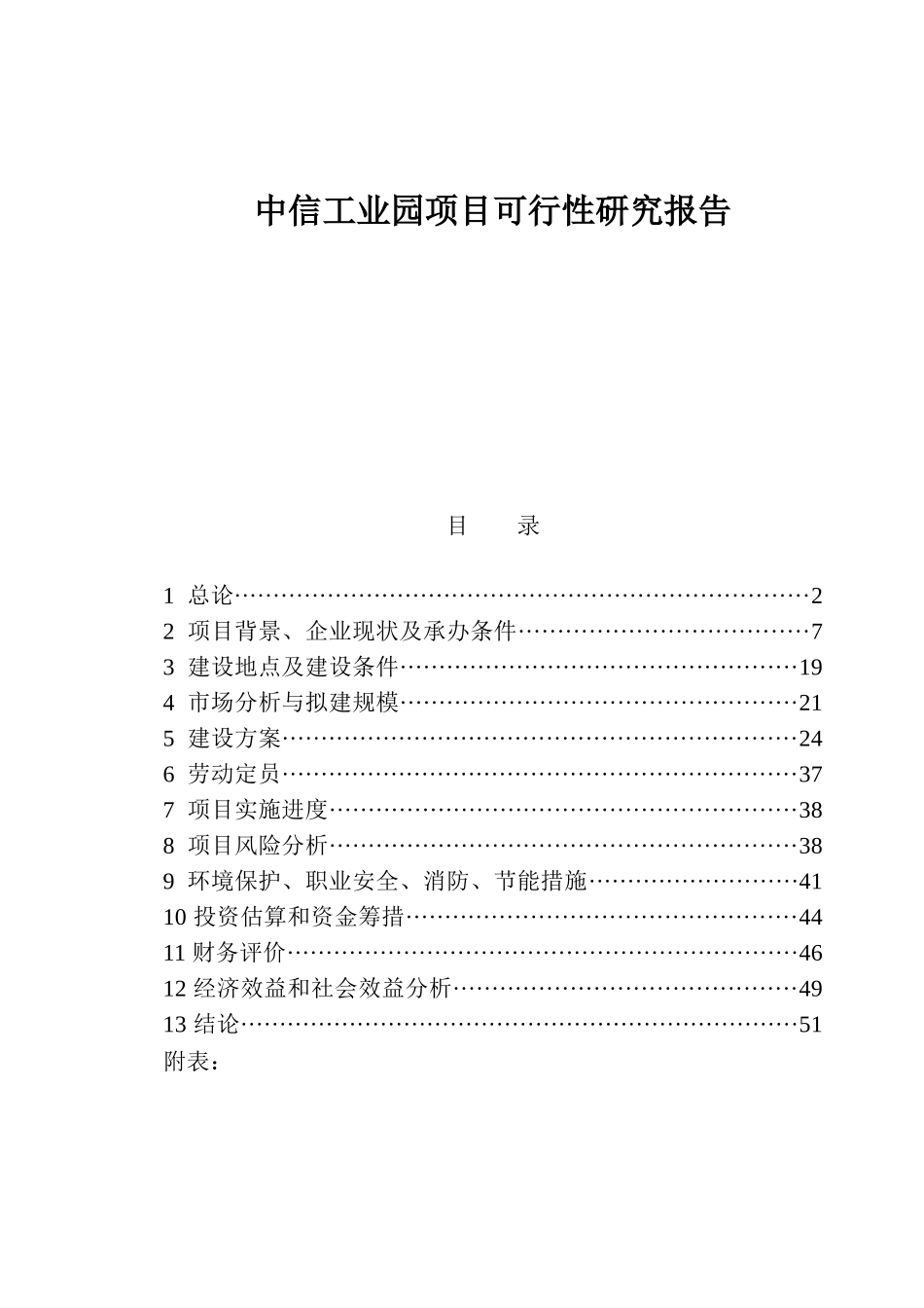 某项目可行性研究报告(doc 31页)_第1页