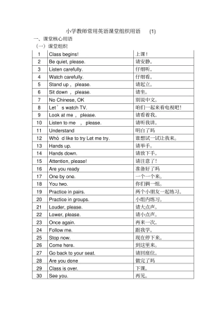 小学英语课堂教学课堂用语