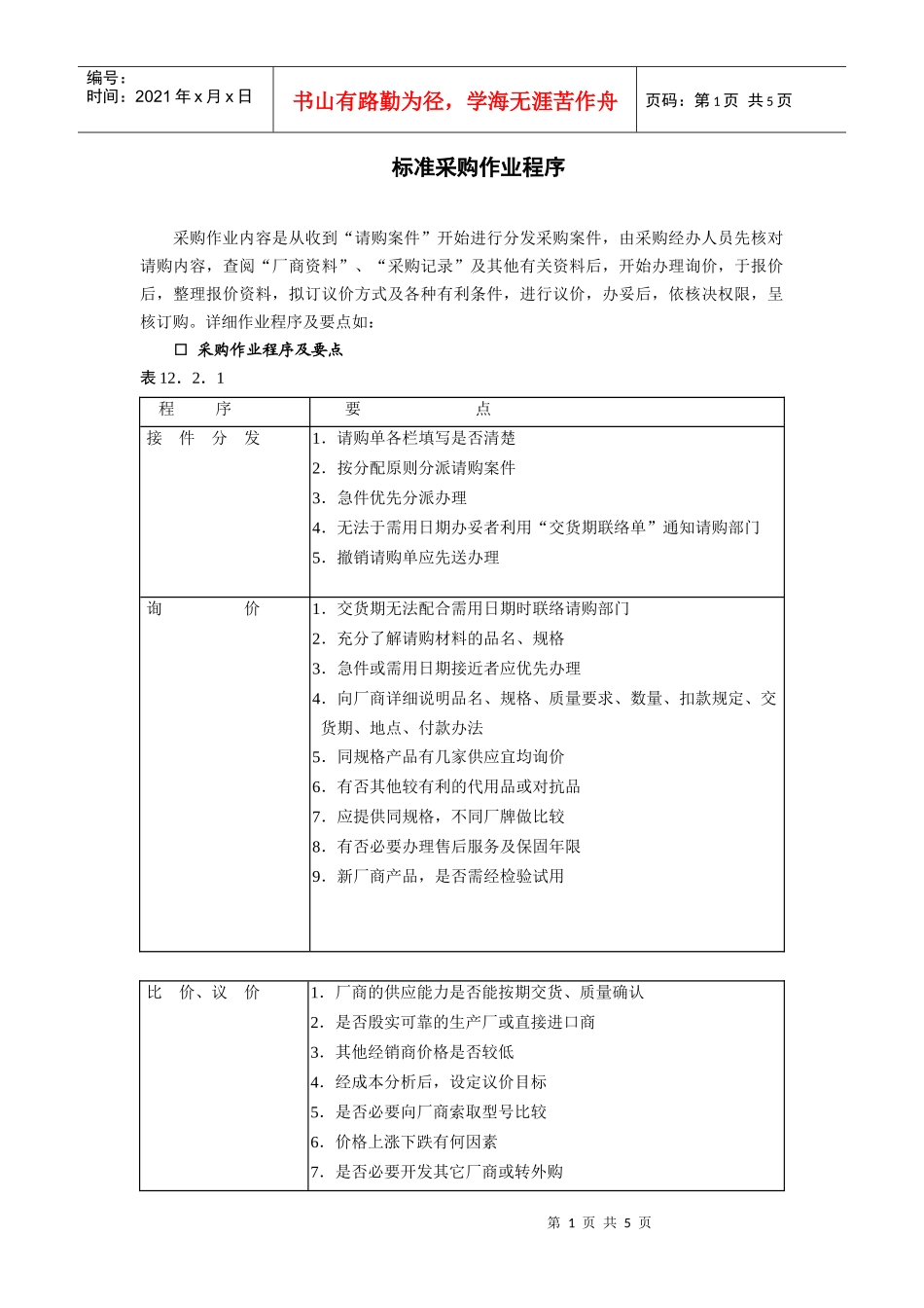 标准采购作业程序(DOC5页)_第1页