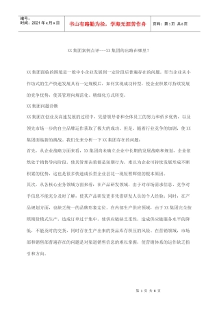 某集团案例点评某集团的出路在哪里