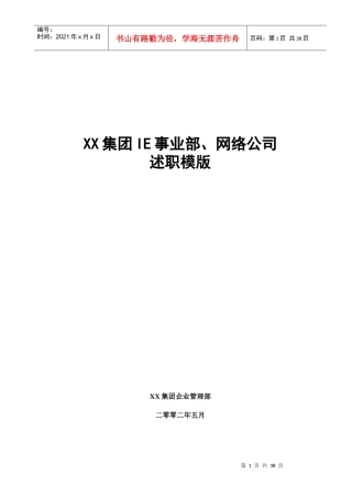 某集团IE事业部述职模版