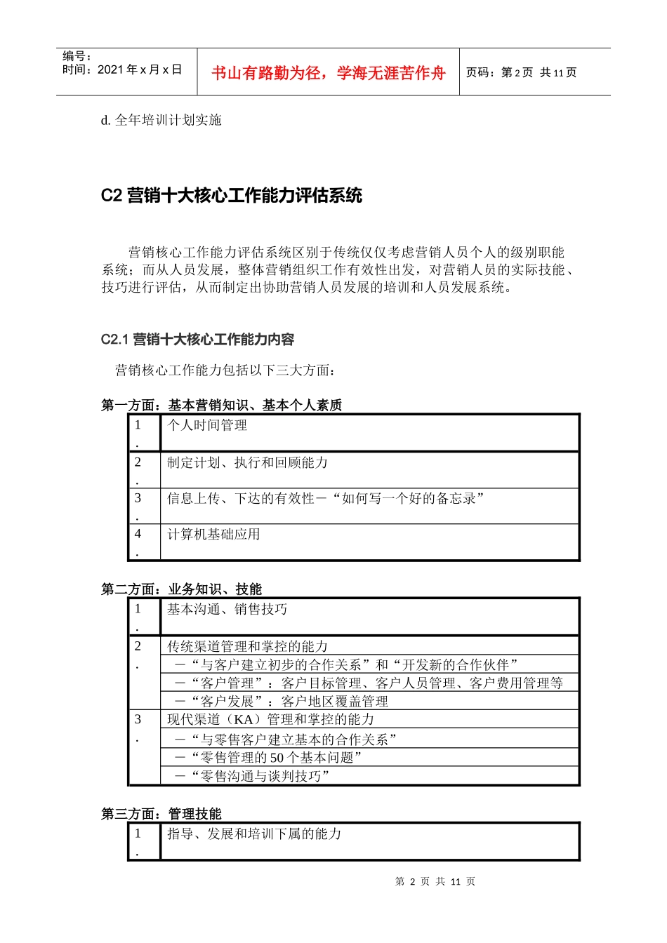 某集团销售人员年度培训计划_第2页