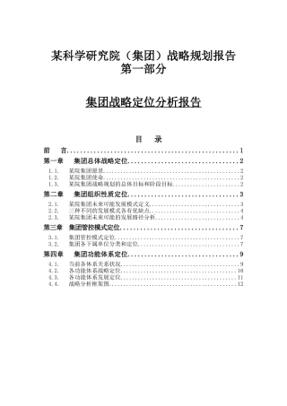 某集团战略定位分析报告
