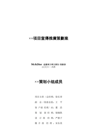 某项目宣传推广策划方案研讨