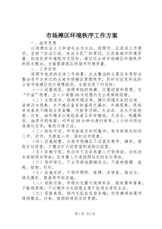 市场摊区环境秩序工作方案
