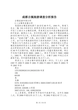 成都古镇旅游调查分析报告 