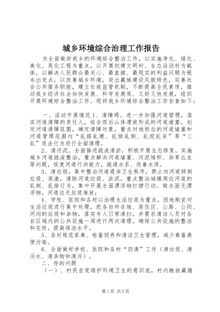 城乡环境综合治理工作报告 