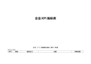 非常全面的企业KPI指标库
