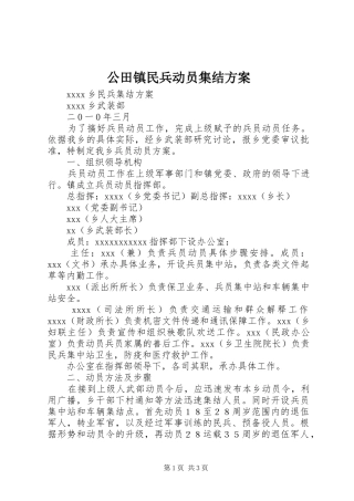 公田镇民兵动员集结实施方案 